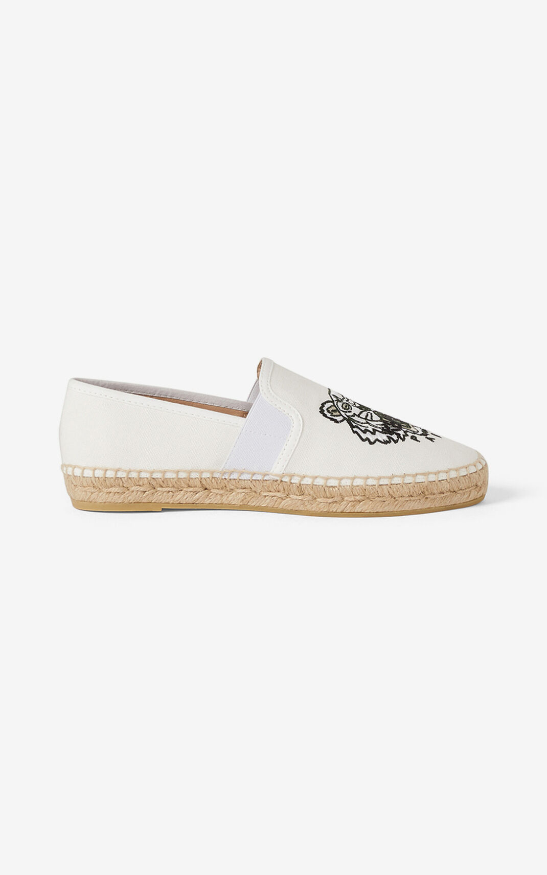 Espadrille Kenzo Femme Tiger elasticated Toile Blanche OWCVB-2567